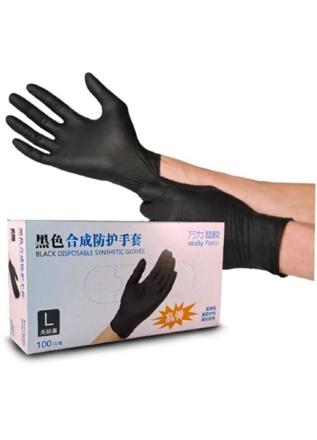 Перчатки WALLY Plastic цвет черный размер L 50 пар