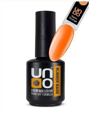 UNO, Neon Orange Гель-лак базовый Rubber Color Base Gel, 12 г