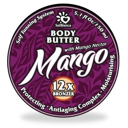 SOLBIANCA Твердое масло для загара в солярии "Mango" с маслом Манго, Карите, бронзаторами 150 мл