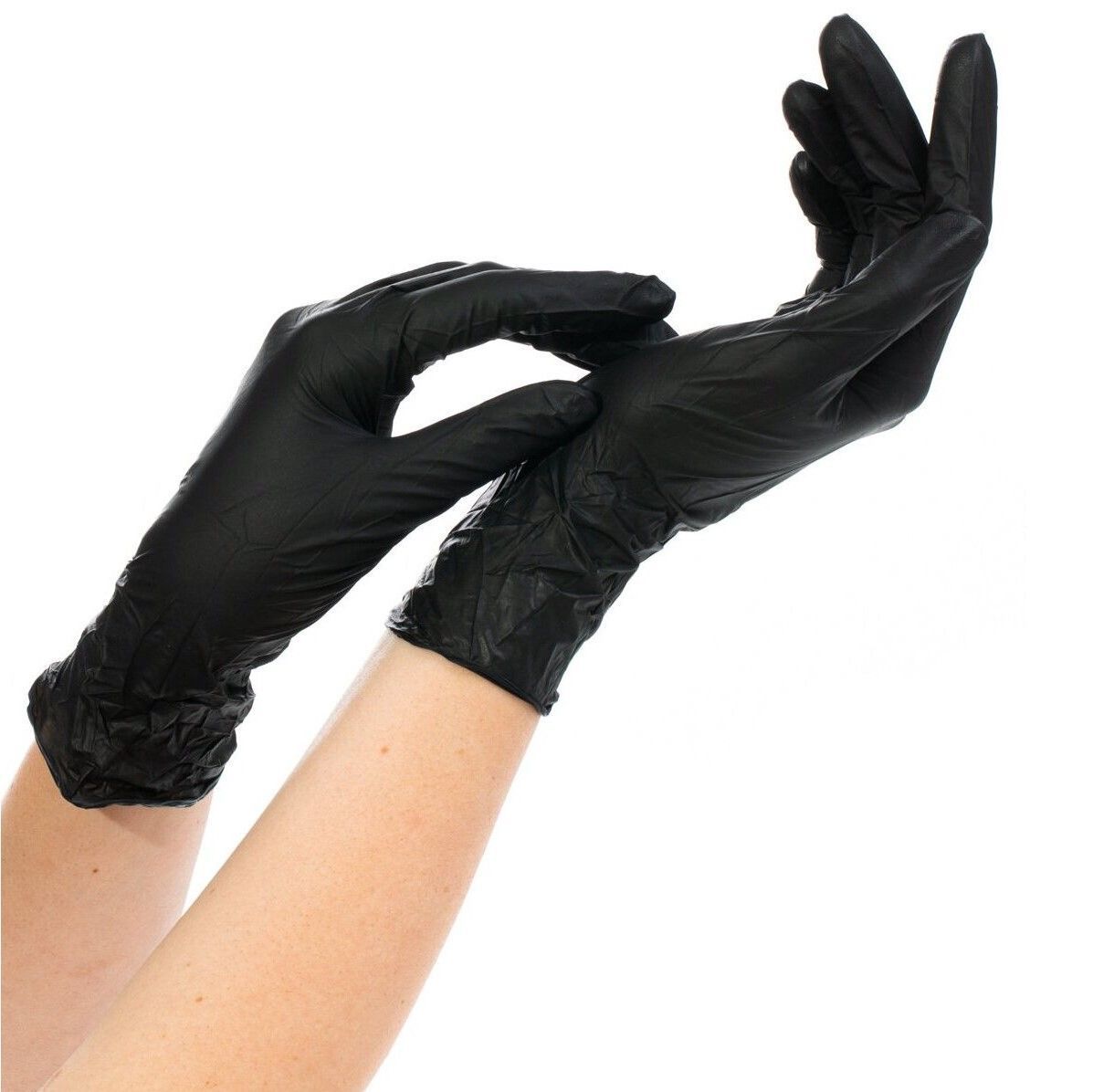 Перчатки "HR" р-р M нитриловые 50 пар (черные)